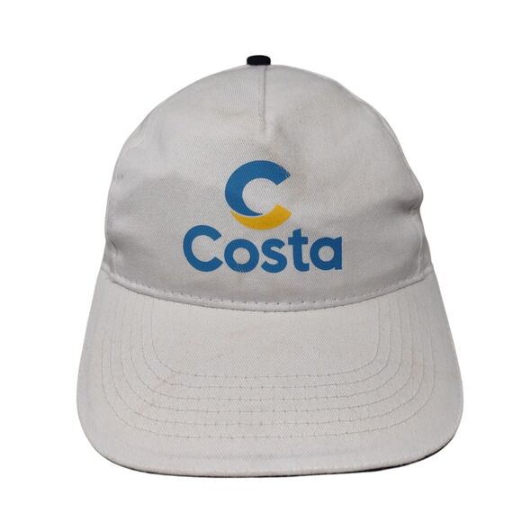 Costa Strapback Hat White One Size Adjustable Vented Holes 6 Panel Unique Europe - Picture 1 of 9